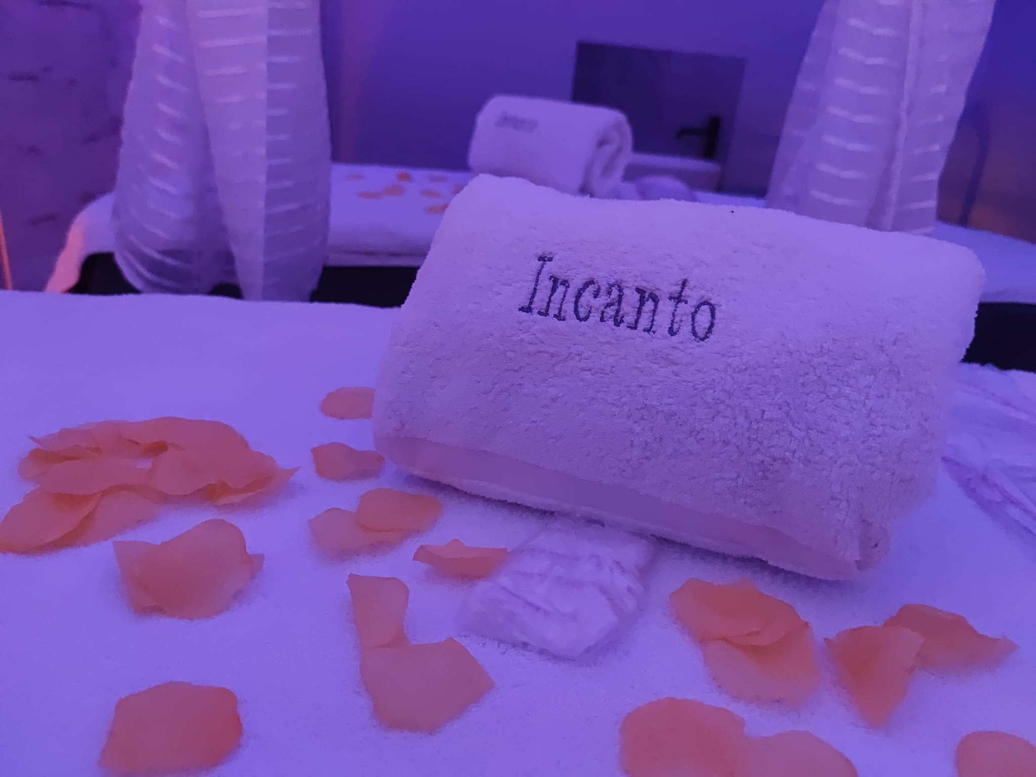 Asciugamano Incanto ricamato con petali di rosa