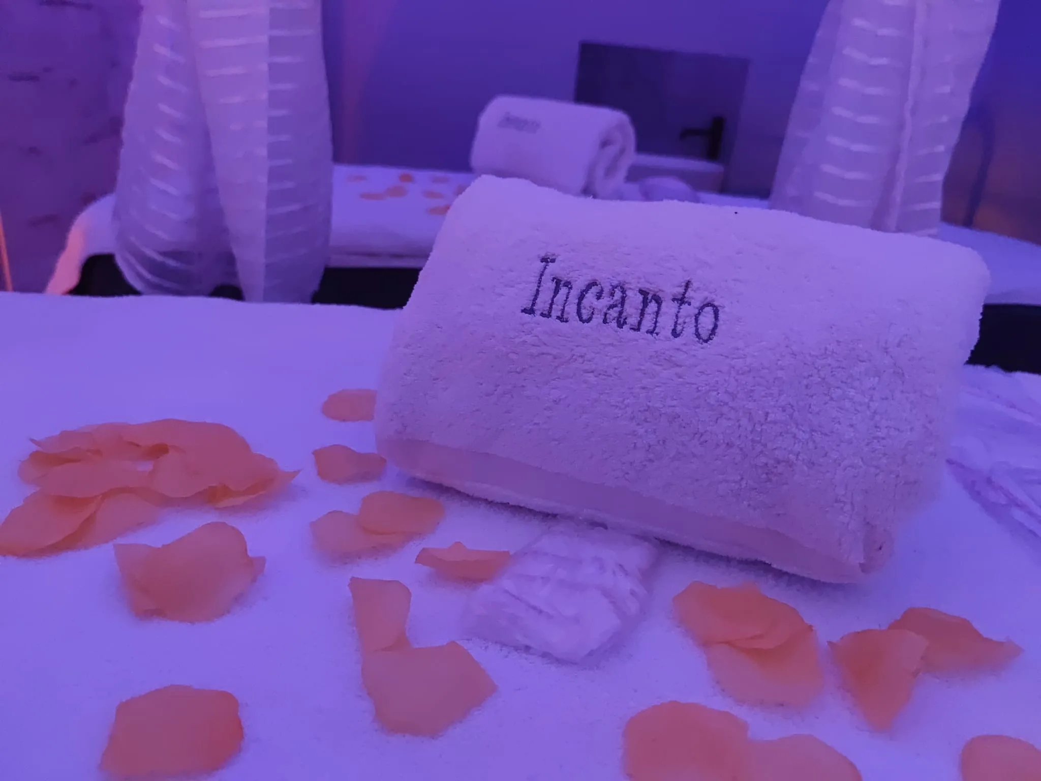 Asciugamano Incanto ricamato con petali di rosa